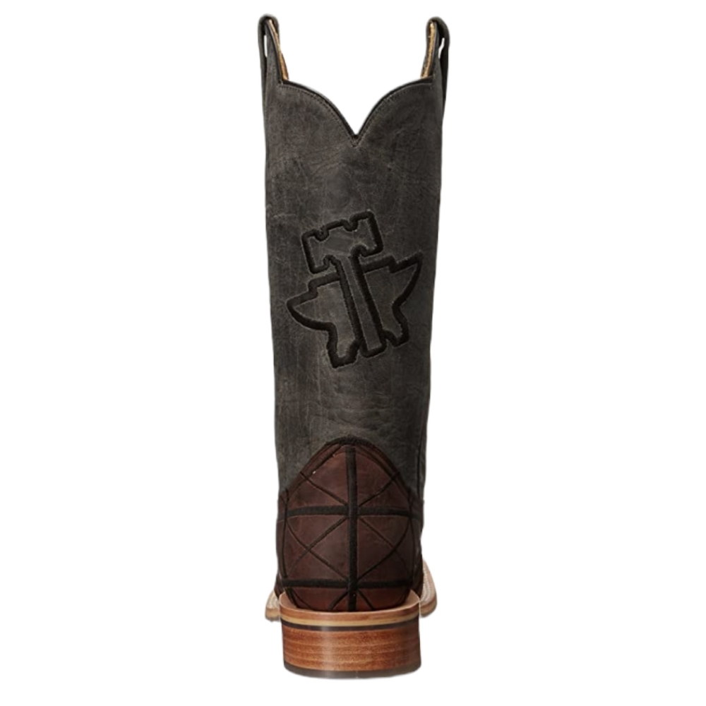 TIN HAUL "Derrick" Brown & black charcoal leather square toe cowboy boots sz 8EE - Picture 5 of 12